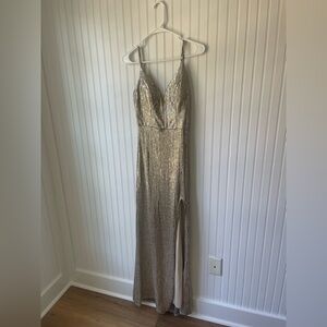 City Studio Gold Sequin Prom Dress